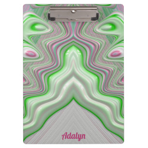 ADALYN ~ PASTEL 3D! Pink, Green and White GLOSSY Clipboard