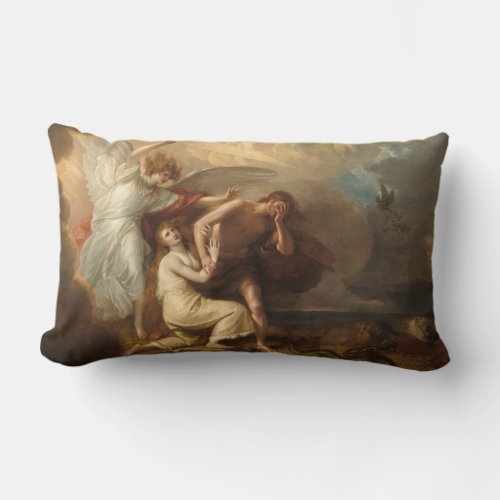 Adam and Eve _ Benjamin West Fine Art Lumbar Pillow