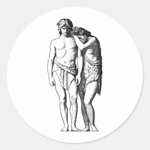 Adam and Eve Bible creation Art Illustration Classic Round Sticker