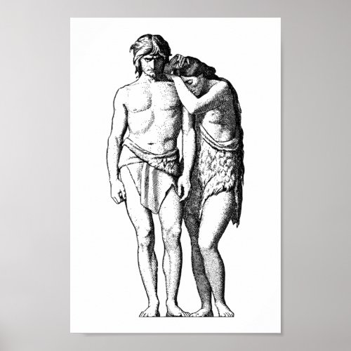 Adam and Eve Bible Religious Art Illustration Poster