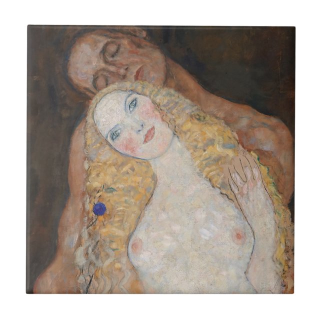 Adam and Eve by Gustav Klimt Ceramic Tile (Front)