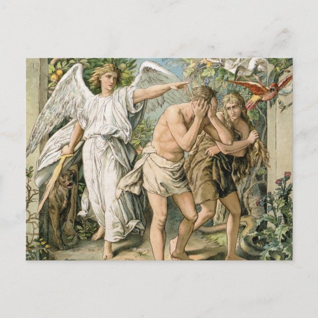 Adam and Eve cast out of Paradise Postcard (Front)