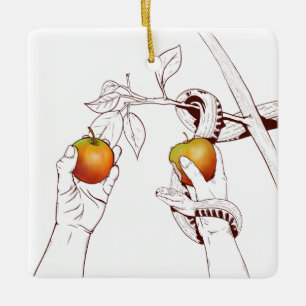 Adam and Eve Ceramic Ornament