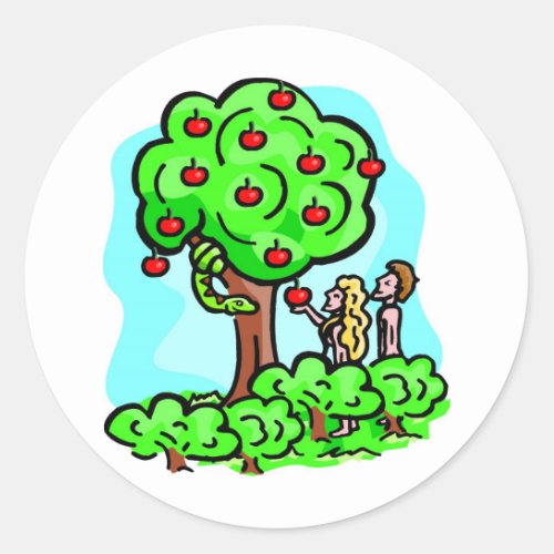 Adam and Eve Christian artwork Classic Round Sticker