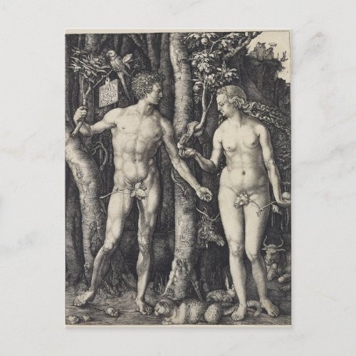 Adam and Eve Engraving by Albrecht Durer Postcard