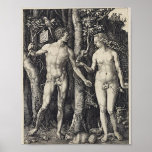 Adam and Eve, Engraving by Albrecht Durer Poster
