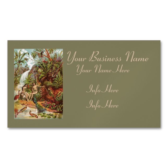 Adam And Eve In The Garden Business Card Magnet (Front)