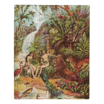 Adam And Eve In The Garden Jigsaw Puzzle by justcrosses at Zazzle