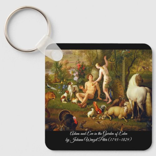 Adam and Eve in the Garden Keychain