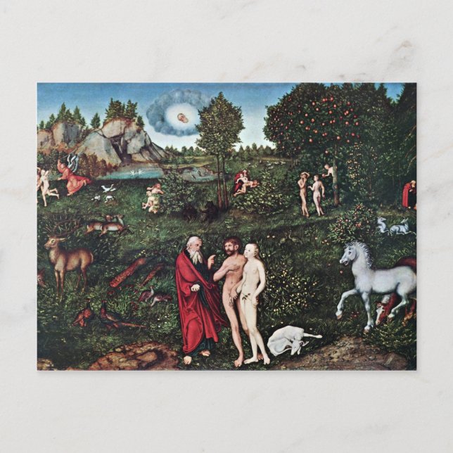 Adam And Eve In The Garden Of Eden, Adam And Eve I Postcard (Front)