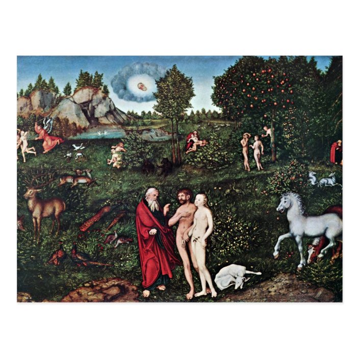 Adam And Eve In The Garden Of Eden Adam And Eve I Postcard
