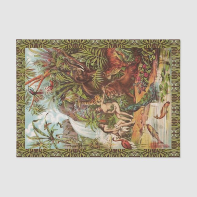 Adam And Eve In The Garden Tissue Paper (Front)