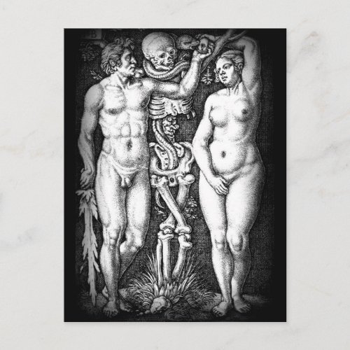 Adam and Eve original sin postcard