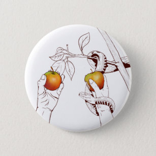 Adam and Eve Picking apples Button