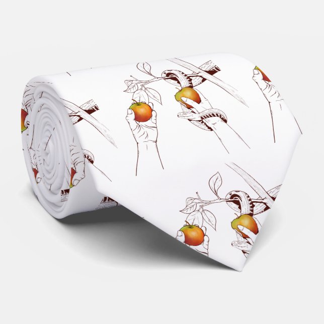 Adam and Eve Picking apples Neck Tie (Rolled)