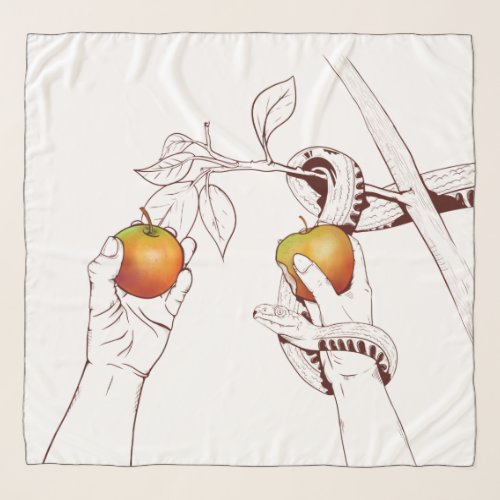 Adam and Eve Picking apples snake Scarf