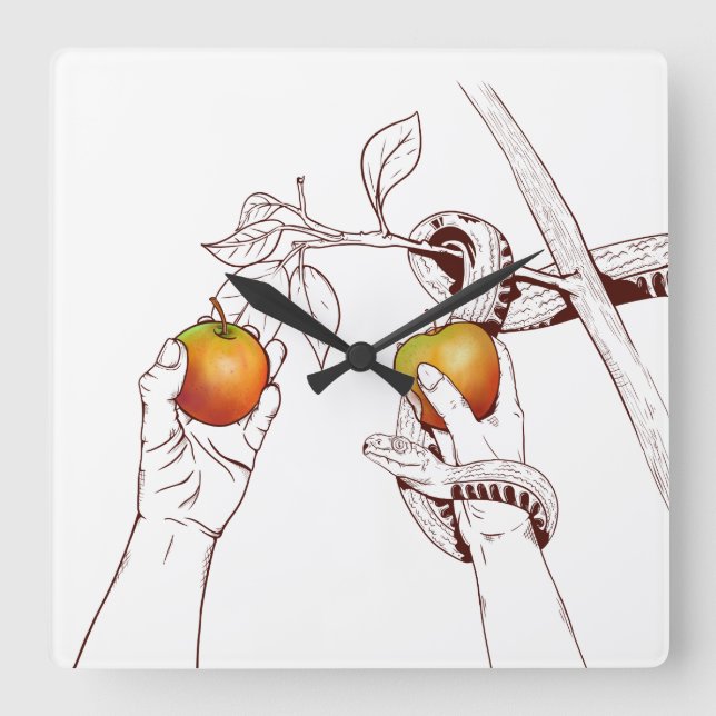 Adam and Eve Square Wall Clock (Front)