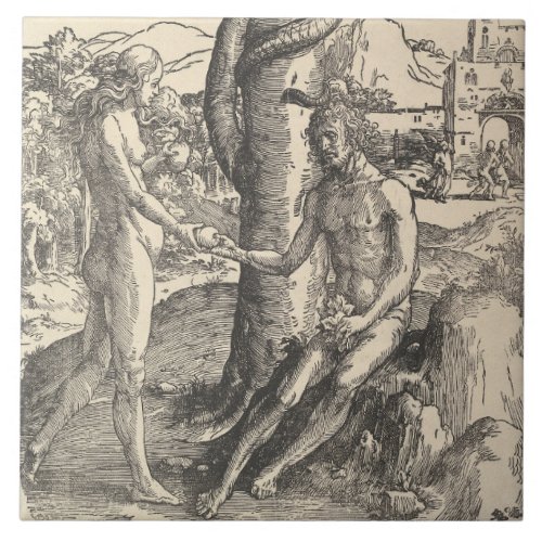 Adam and Eve The Fall of Man Lucas van Leyden Ceramic Tile