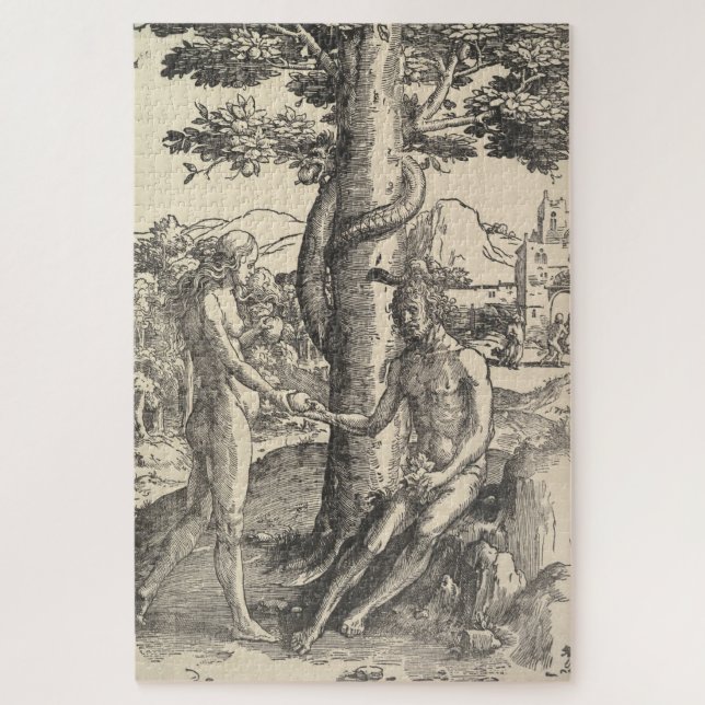 Adam and Eve: The Fall of Man (Lucas van Leyden) Jigsaw Puzzle (Vertical)