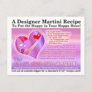 Adam and Eve Valentine Martini Recipe Postcard