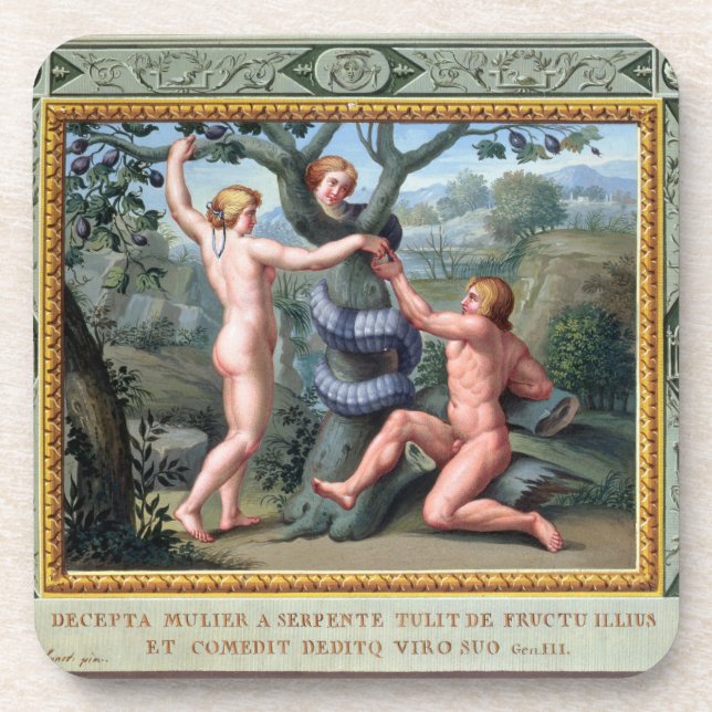 Adam and Eve with the Serpent, illustration from t Drink Coaster (Front)