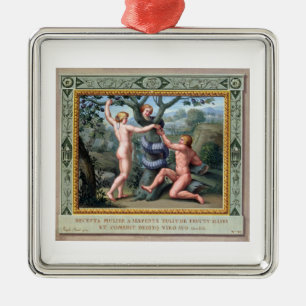 Adam and Eve with the Serpent, illustration from t Metal Ornament