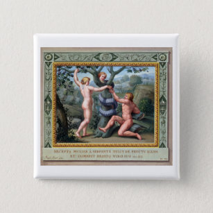 Adam and Eve with the Serpent, illustration from t Pinback Button