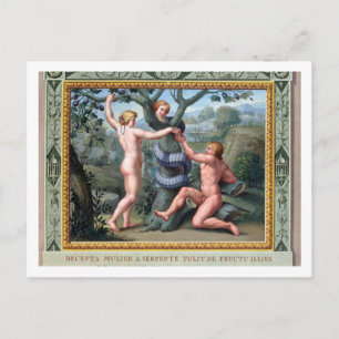 Adam and Eve with the Serpent, illustration from t Postcard