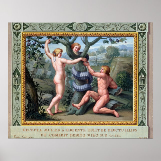 Adam and Eve with the Serpent, illustration from t Poster (Front)