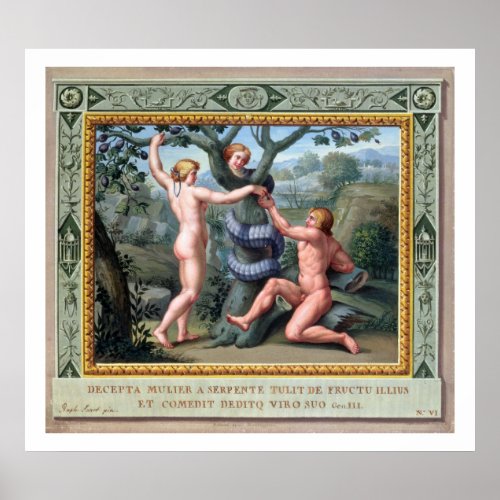 Adam and Eve with the Serpent illustration from t Poster