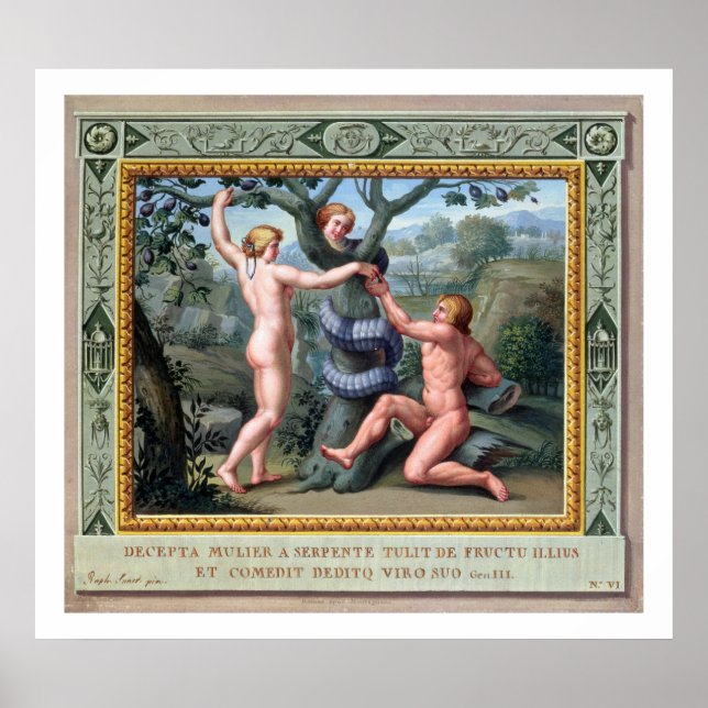 Adam and Eve with the Serpent, illustration from t Poster (Front)