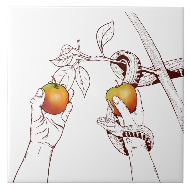 Adam and Eve with the snake Ceramic Tile (Front)