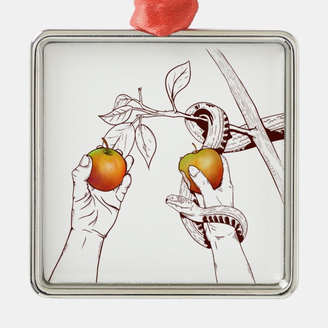 Adam and Eve with the snake Metal Ornament (Front)
