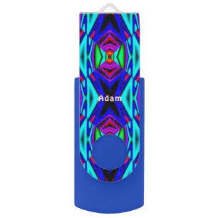 ADAM ~ Blue Fractal Pattern ~  Flash Drive