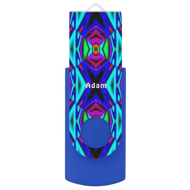 ADAM ~ Blue Fractal Pattern ~  Flash Drive (Front Vertical)