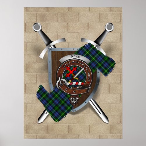 Adam Clan Badge Crossed Swords Poster 18x24