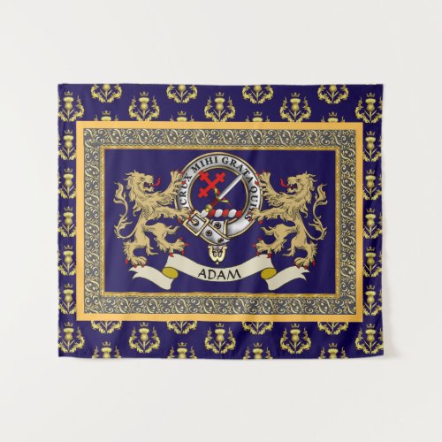 Adam Clan Badge Personalized Blue Tapestry