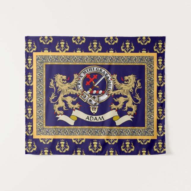 Adam Clan Badge Personalized Blue Tapestry (Front (Horizontal))