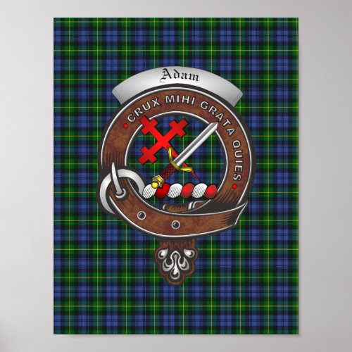 Adam Clan Badge  Tartan 85x11 Poster