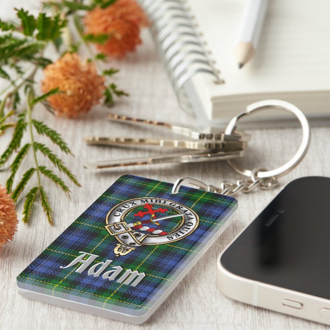 Adam Clan Badge/Tartan Rectangle Keychain (Front Right)