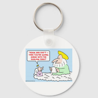 adam eve dualism keychain