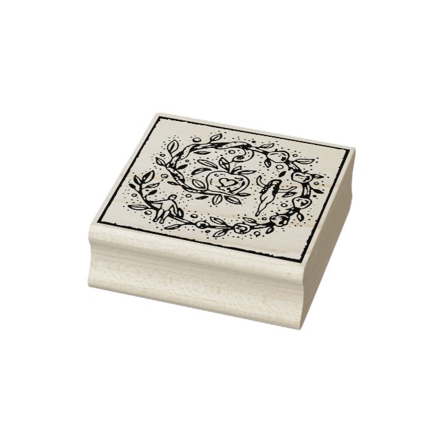 ADAM & EVE, GARDEN OF EDEN, FOLK ART RUBBER STAMP (Stamp)