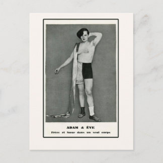 Adam & Eve Half Man Half Woman Postcard