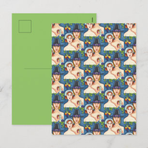 ADAM & EVE PILGRIMS, BIBLICAL WHIMSY THANKSGIVING HOLIDAY POSTCARD