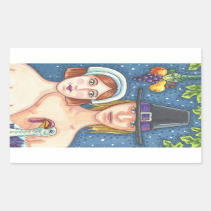 ADAM & EVE PILGRIMS THANKSGIVING STICKER SHEET Rec
