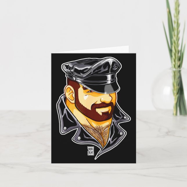 Adam Likes Leather Hat  Card (Front)