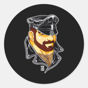 Adam Likes Leather Hat Classic Round Sticker