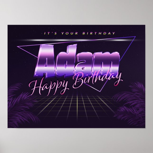 Adam Name First Name pura retro poster Birthday (Front)