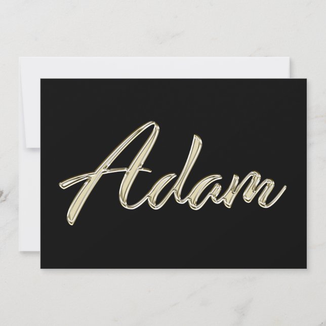 Adam Name white gold Handwriting Card (Front)