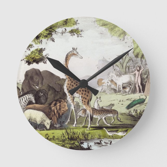 Adam Names the Creatures Round Clock (Front)